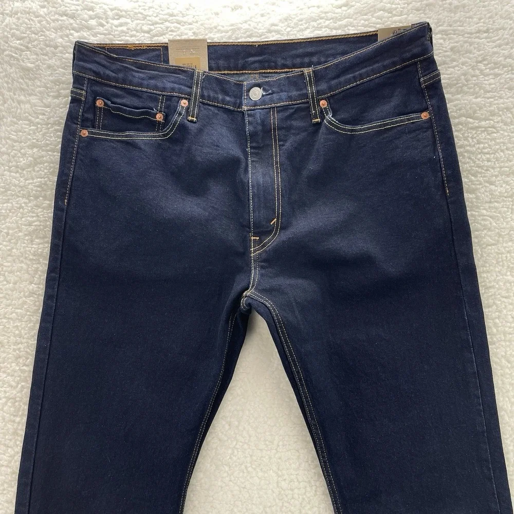 Levis Jeans Mens 36x30 Blue 513 Straight Fit Dark Wash Denim Grunge Cowboy